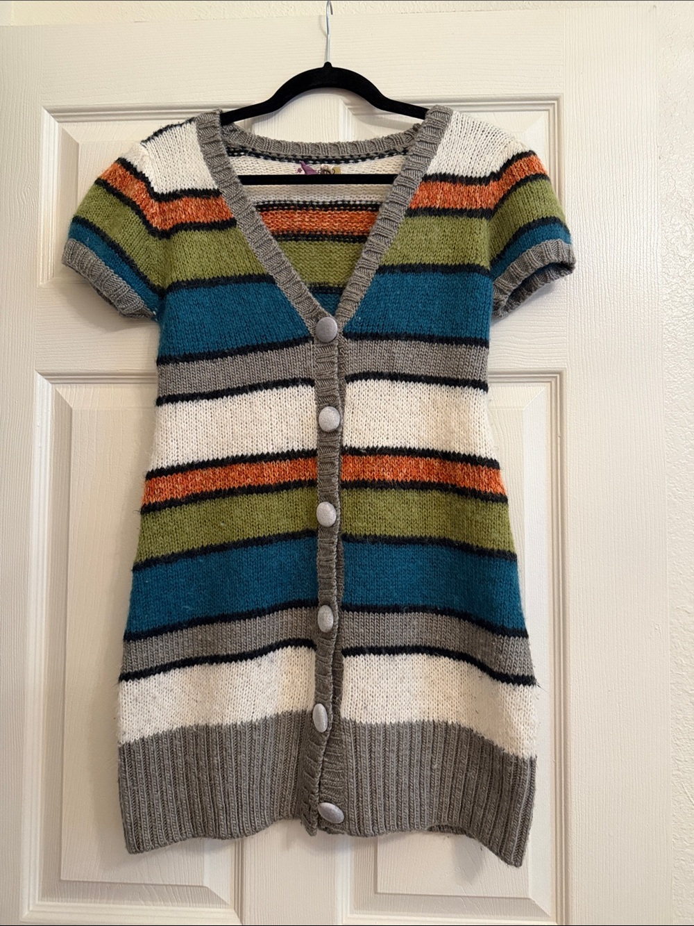 Buffalo David Bitton Short-Sleeve Striped Button Cardigan Sweater dress - L
